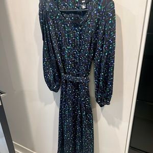 DKNY Long Sleeve Midi Dress with tie